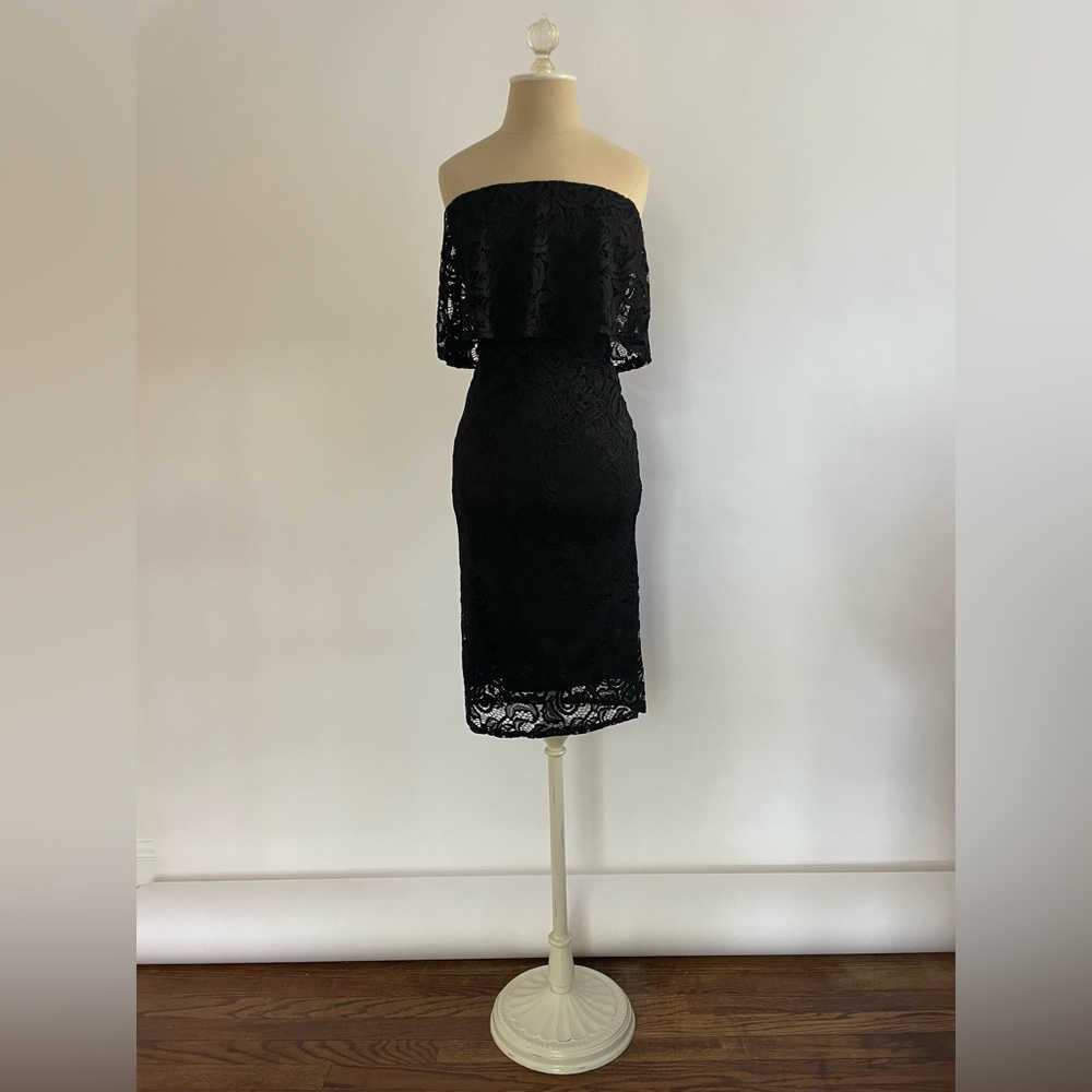 Black lace strapless dress LBD